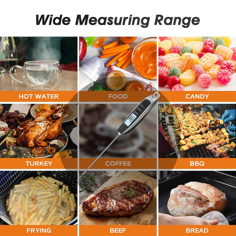 Instant Read Meat Thermometer with Backlight LCD - Silver