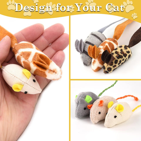 6 Pack Catnip Mouse Toys for Indoor Cats – Interactive Cat Toys