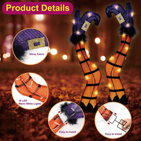 74cm Halloween Lighted Witch Legs with Stakes