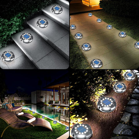 Solar Pathway Lights 12 Pack, 4.3 inch 16 LEDs Solar Ground Lights