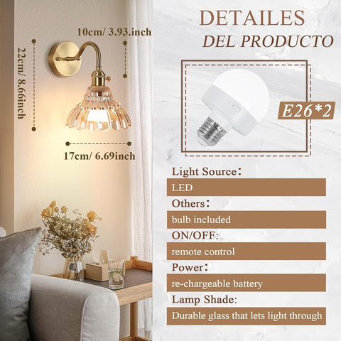 Vintage Battery Operated Wall Lights with Remote