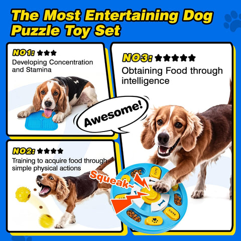 8 Pcs Interactive Dog Toys – Puzzle, Licky Mats & Treat Balls