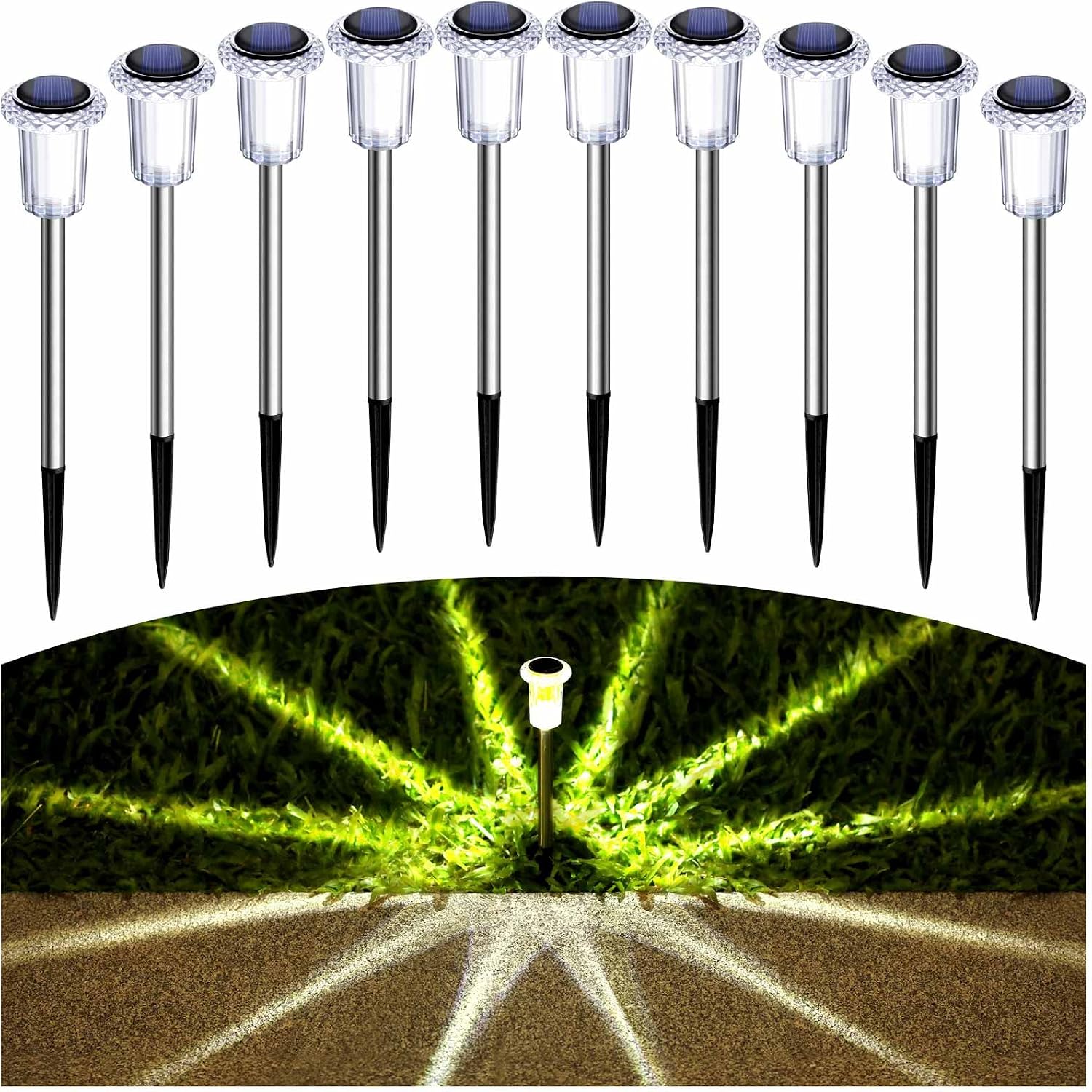 15 Pack Solar Lights Outdoor Waterproof Pathway Lights, Warm White