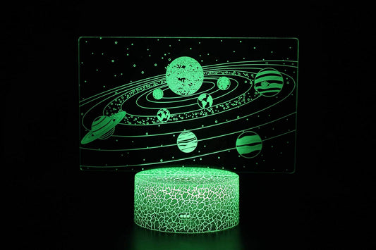 unknow Solar System 3D Optical Illusion Lamp, Universe Space Galaxy Night Light 16 Colors Changing Magical 3D Visual Lamp for Home Decoration Xmas Birthday Gifts