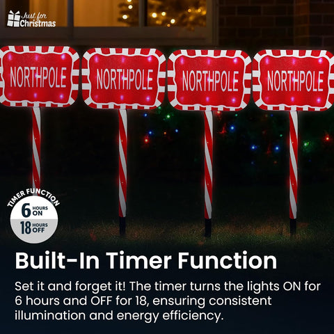 Just for Christmas Pathway Lights – 5 Pack Christmas Lights Battery-Operated with a Timer, 8 Lighting Modes, 1m Lead Wire & 60 Warm White LEDs | Perfect for Christmas Decoration