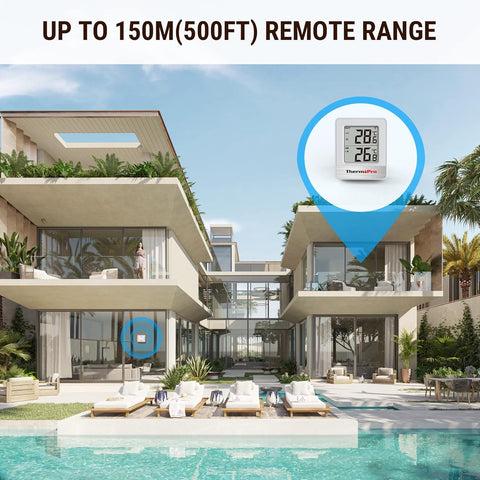 TP200C Wireless Indoor Outdoor Thermometer with Rainproof Sensor, 150m Range, Greenhouse & Garden Temperature Monitor