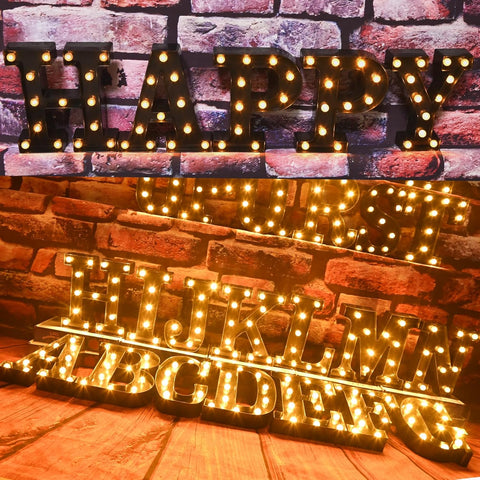 Black Alphabet Marquee Letters LED 26 Alphabet Light Up Letters with Diamond Bulb Battery Powered Led Letter for Wedding Birthday Christmas Home Bar Decoration Party Night Light (Black Letter H)