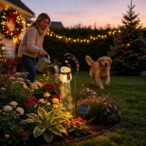 Christmas Solar Lights LED Christmas Snowflake Stake Lamp
