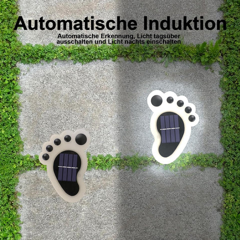 Led Footprint Solar Lights(Cold White), Waterproof Outdoor Gardent Lights, Lawn Landscape Path Light(4-Pack)