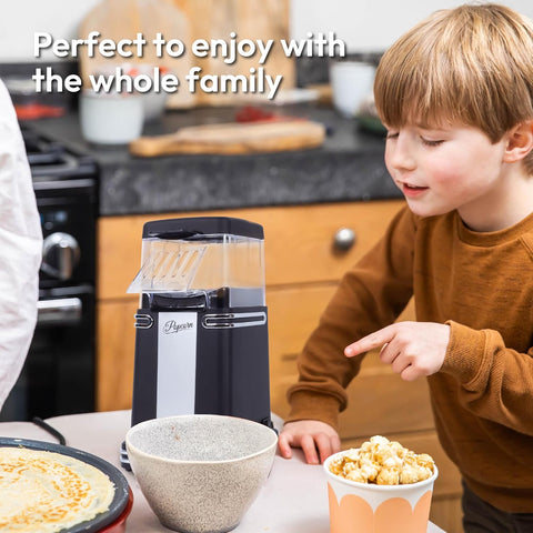 Gadgy Hot Air Popcorn Maker Black – Oil-Free Retro Popcorn Machine