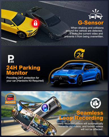 4K Front and Rear Dash Cam with WiFi and CPL Filter