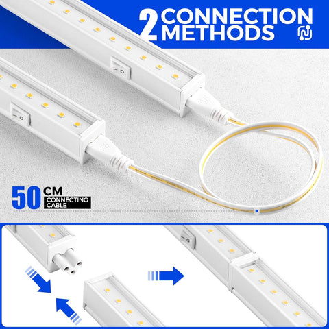 T5 1FT Grow Lights for Indoor Plants, 5000K Full Spectrum Sunlight, Linkable Plant Growing Lamp, LED Grow Light Strip with Switch, Plug and Play, 4 Packs