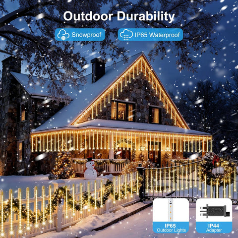 PEMOTech 16-Tube 576 LED Meteor Shower Lights Outdoor Cool White
