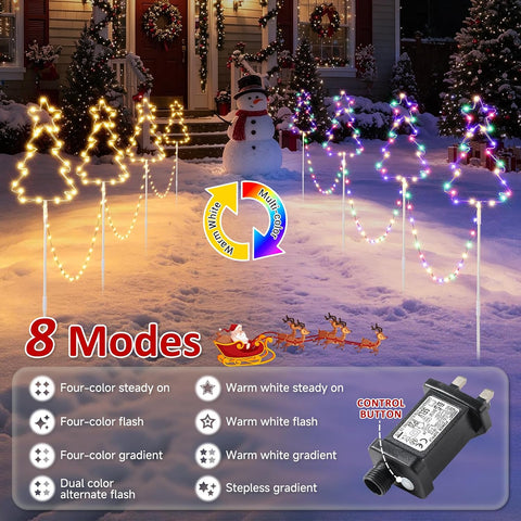 Quntis Outdoor Christmas Pathway Lights Mains Powered Warm White & RGB