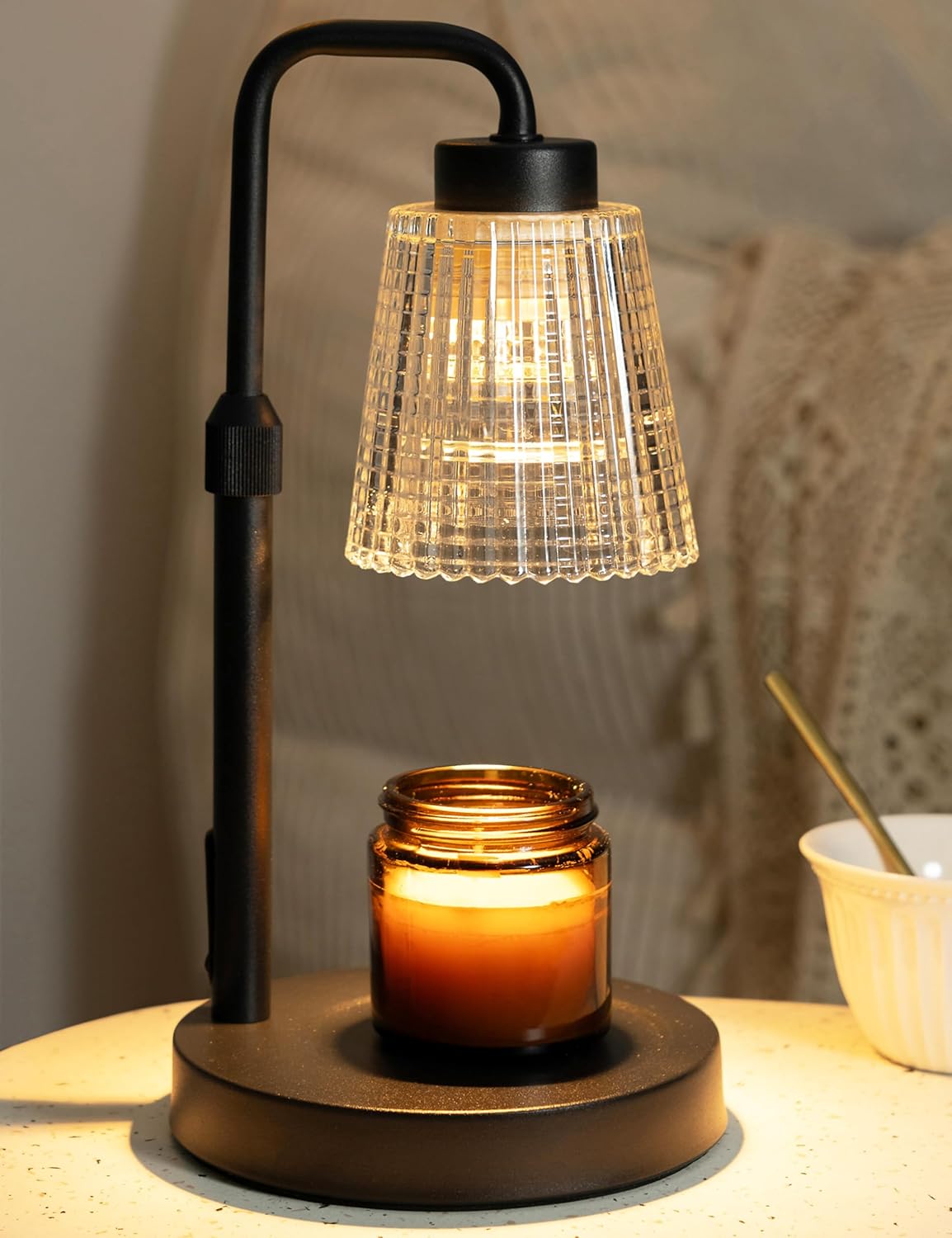 GODONLIF Candle Warmer Lamp with Timer – Dimmable Electric Candle Warmer with Adjustable Height, Glass Shade & 50W Halogen Bulb for Home Decor, Bedrooms & Offices