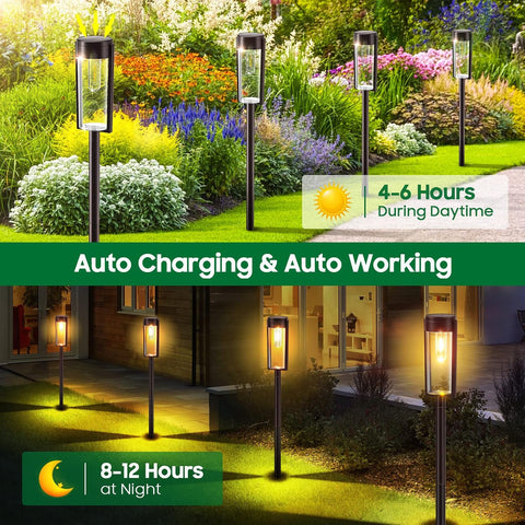 LETMY 4 Pack Solar Lights Outdoor Garden with Warm White Tungsten Filament