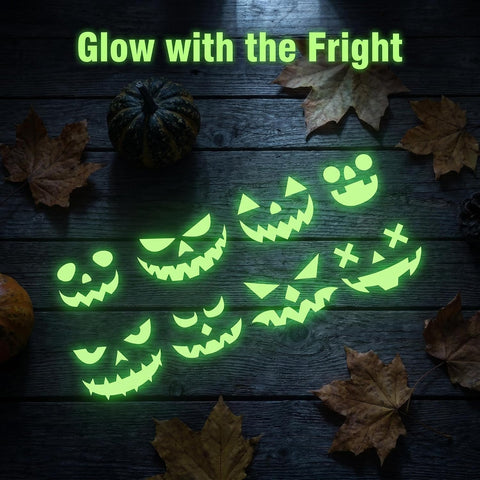 Halloween Window Stickers Glow in the Dark – Removable Waterproof Pumpkin Window Clings for Halloween Home, Door, Glass & Party Decorations