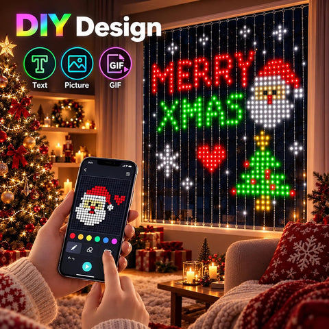 3×3m Curtain Fairy Lights 400 RGBIC LEDs – App & Remote Controlled Waterproof Colour Changing Lights for Weddings, Parties & Backdrops - Turn Any Wall Into Your Own Light Show