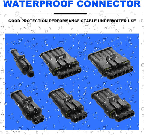 Faankiton 1004PCS Waterproof Car Electrical Connector, 1/2/3/4/5/6 Pin Way Waterproof Electrical Connector Kit, Electrical Automotive Wire Connectors Plug, Terminals Plug for Motorcycle Scooter Truck