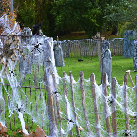 300g Halloween Spider Web Decoration with 50 Spiders – Stretchable Cobweb for Indoor & Outdoor Halloween Parties, Homes, Gardens, Bars & Trick or Treat Events