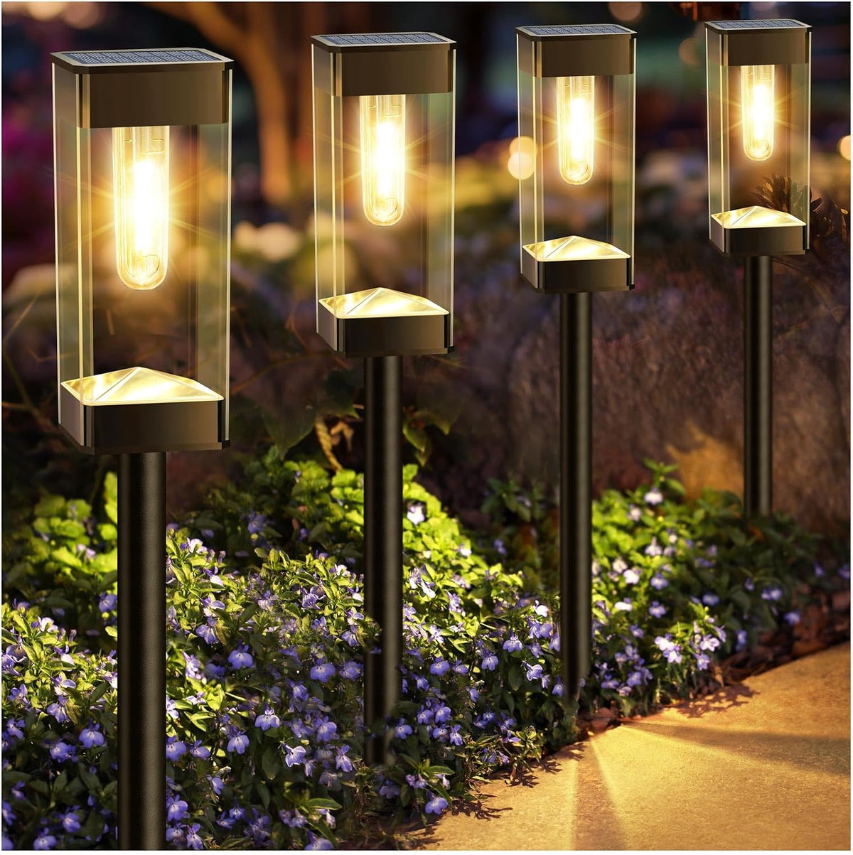 Solar Pathway Lights Outdoor Waterproof Landscape Lighting 4 Pack