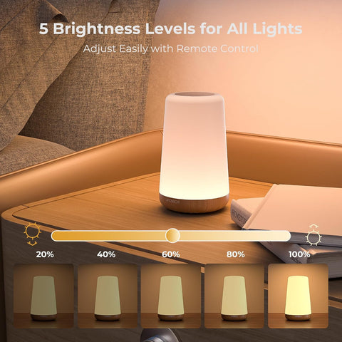 Night Light LED Touch Bedside Lamp with Remote Control – 13 Colour Changing Rechargeable Table Lamp with 5 Brightness Levels, Timer & Hanging Hook for Bedroom, Living Room & Kids