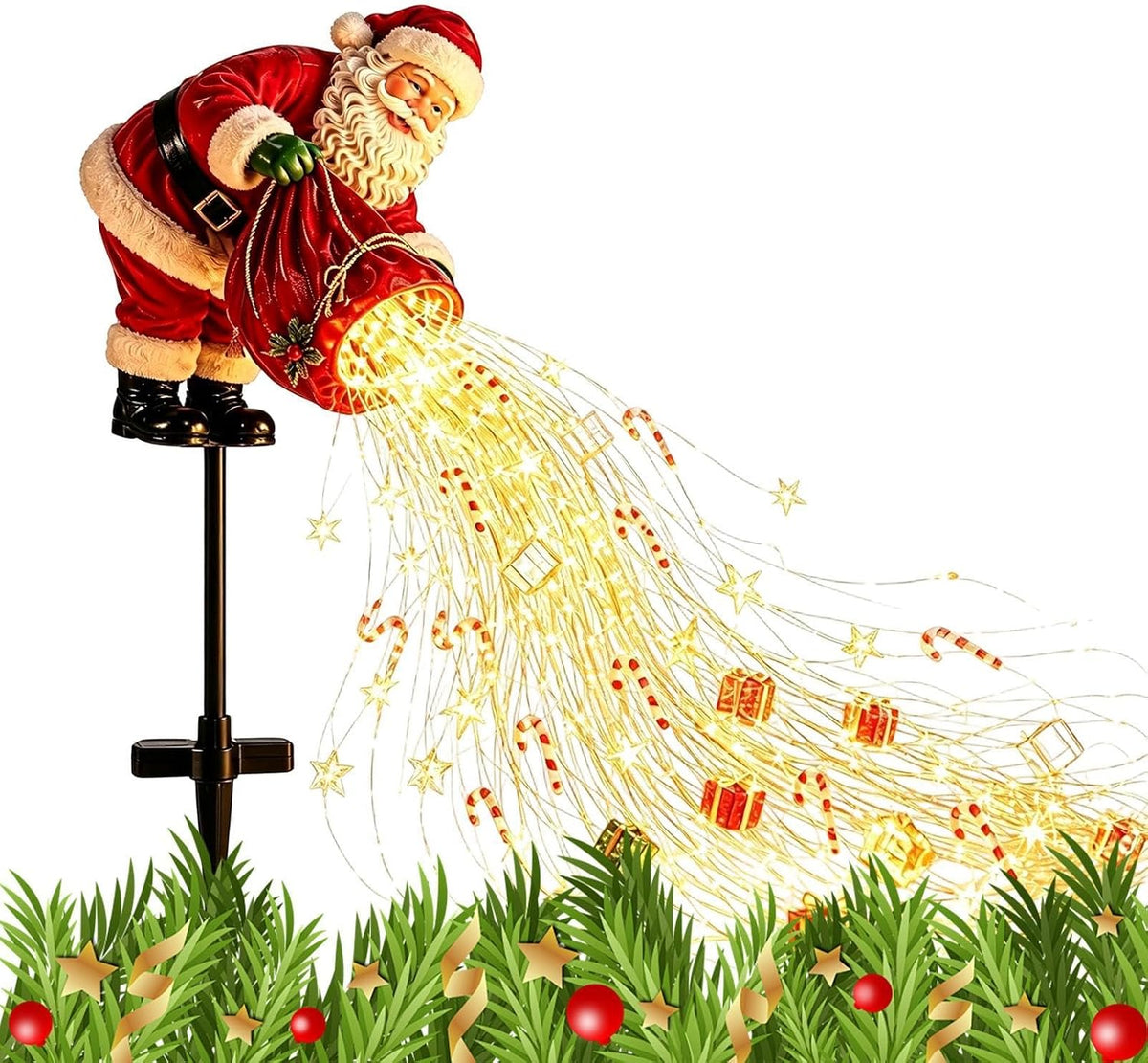 Santa Claus Ground Lights Flowing LED String Outdoor Decoration