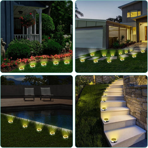 Pack of 12 Outdoor Solar Lights, 8 LED Solar Ground Light, Waterproof IP65 Outdoor Solar Spotlight, Solar Outdoor Light, for Pathway, Lawn, Patio, Courtyard, Swimming Pool