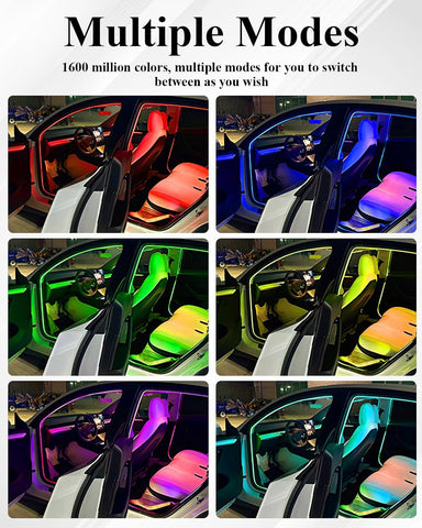 Acrylic Car Interior LED Strip Lights – 16 Million RGB Colours, 110cm USB Ambient Light with APP, Remote Control & Music Sync for Universal Vehicles
