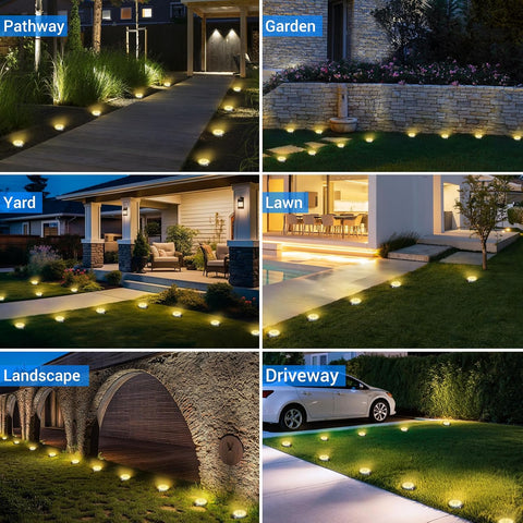 Peasur Solar Ground Lights Outdoor, 18 Pack Flat Solar Powered Disc Lights, IP68 Waterproof, Anti-Rust, Landscape Lighting for Pathway Garden Yard Lawn Walkway Landscape Driveway, Warm White