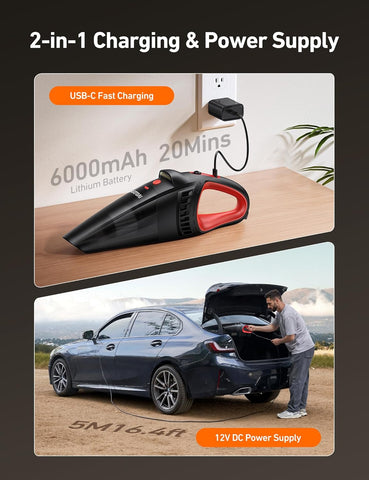 AstroAI Red Handheld Vacuum Cleaner Cordless Powerful Suction LED