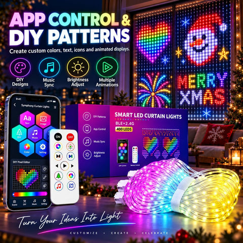 Smart LED Curtain Lights – App-Controlled Pixel RGB Window & Wall Lights for Christmas, Bedrooms, Parties & Weddings - Turn Any Space Into Your Own Little Light Show