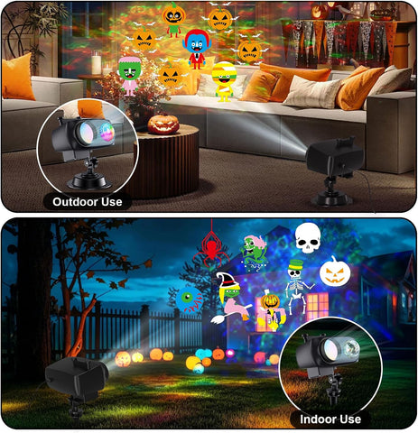 COOLWUFAN Halloween & Christmas Projector Lights Outdoor Indoor – 3D Ocean Wave LED Projector with Remote, 20 HD Effects, IP65 Waterproof, 5m Cable for Garden, Yard & Party Decor