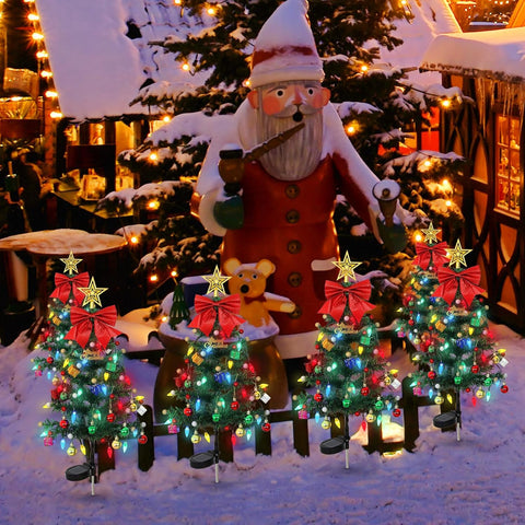 2 Packs Solar Christmas Tree 35.8in Outdoor Prelit Lighted Christmas Tree