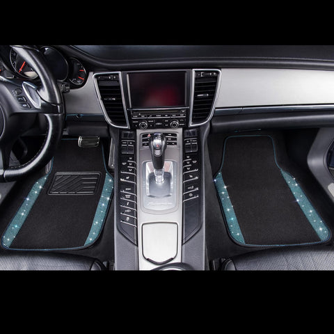 Bling Diamond Car Floor Mats 4pcs Set – Mint Sparkly Rhinestone