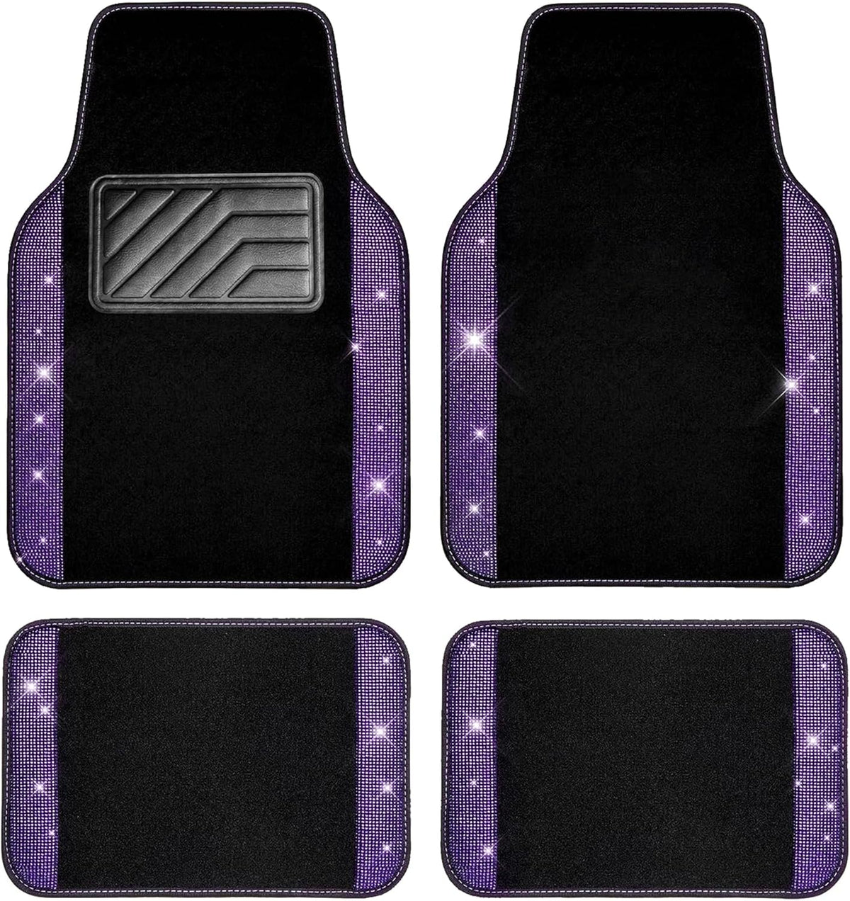 CAR PASS Bling Rhinestone Diamond Car Floor Mats – Violet Purple
