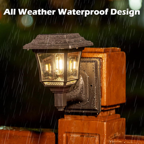 Solar Fence Lights Outdoor – 2 Pack Waterproof LED Wall Lights – Warm/Cold White – Garden, Patio & Yard Decor