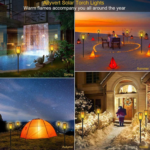 Aityvert Flickering Flame Solar Torch Lights Outdoor, 43" Tall, 8 Pack