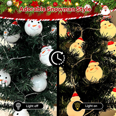 KINREECEL Snowman Christmas String Lights 30 LED – Warm White – 3m