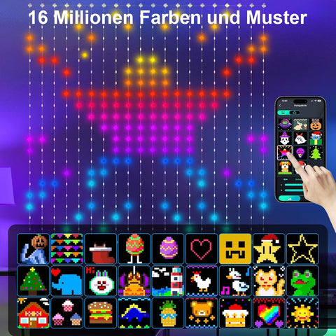 Ciskotu 2 x 2m Smart RGB Curtain Lights – 400 LED USB Fairy Lights with App, Remote, Music Sync & 100+ Effects - Turn Any Room Into a Colourful Celebration