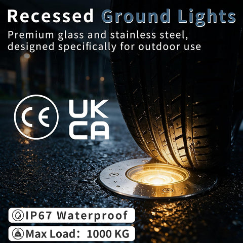 Outdoor Recessed Ground Lights, IP67 Buried Lights with Bulb
