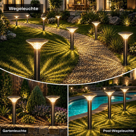 Solar Pathway Lights, 4 Pack Warm White Garden Lights, Water Ripple