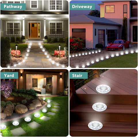 Solar Ground Lights 10 Pack Waterproof Outdoor Solar Lights for Yard Led Solar Garden Lights Landscape Lighting for Patio Pathway Lawn Yard Deck Driveway Walkway, Cold White