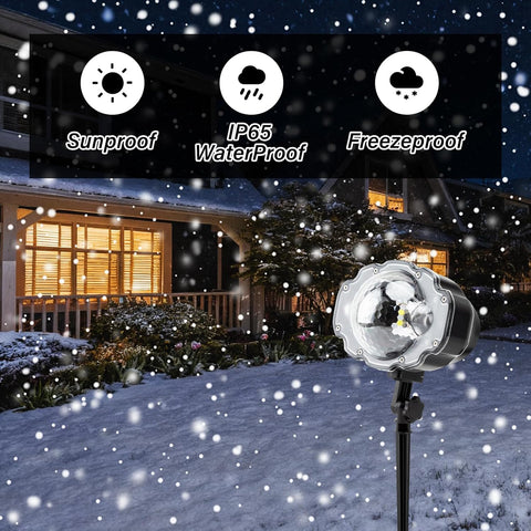 Christmas Projector Light – Snowfall LED Snowflake Projector with Remote Control, IP65 Waterproof Outdoor & Indoor Christmas Decoration