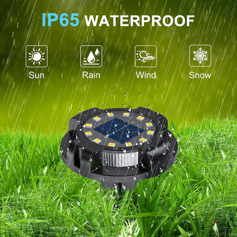 Solar Pathway Lights 12 Pack, 4.3 inch 16 LEDs Solar Ground Lights