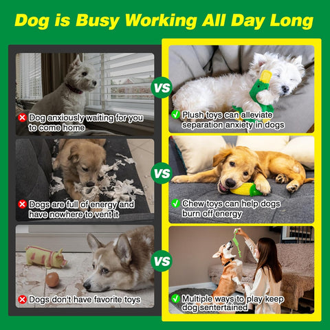 9 Pcs Indestructible Plush Squeaky Dog Toys for Small to Medium Dogs