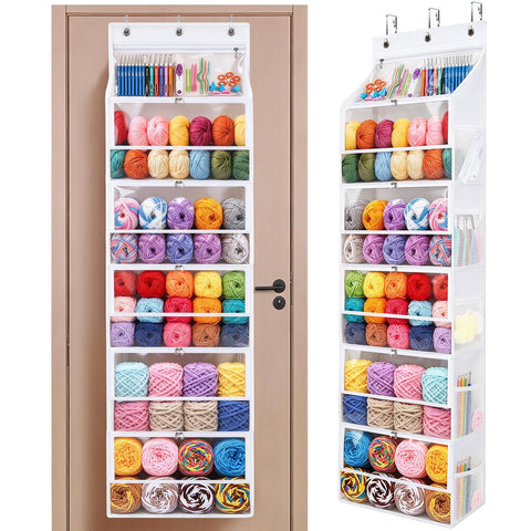 Hanging Yarn Storage Organizer with 5 Zipper Closure Compartments