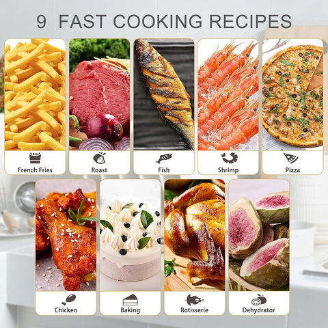 LLIVEKIT 12L Air Fryer Oven – 1800W, Rotisserie & Dehydrator, 12 Presets, 90-Min Timer, Preheat & Reheat, Oil-Less Cooking