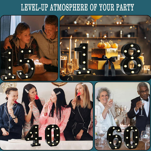 Decorative LED Light Up Numbers, Black Marquee Number with Warm White Lights for 1st Birthday Decorations, Lighted Numbers for Girls Boys Gifts Party Backdrop Wedding Anniversary Decor, Number 1