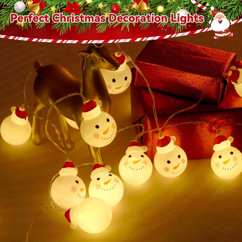KINREECEL Snowman Christmas String Lights 30 LED – Warm White – 3m